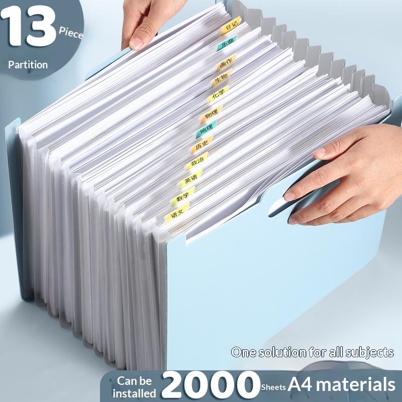Expandable Accordion File Folder 13 Pockets - 13 Cepli, Etiketli, A4 Boyutunda, Genişleyebilen