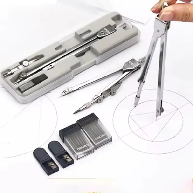 Math Geometry Set With Compass - Paslanmaz çelik çok fonksiyonlu çizim çizim
