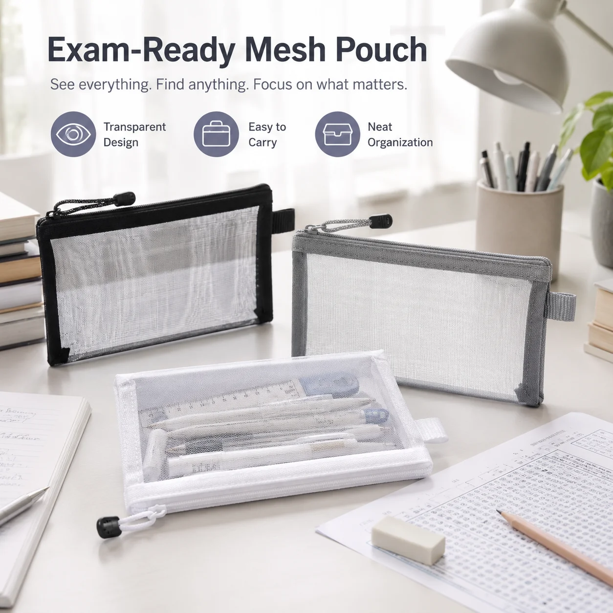 Şeffaf Örgü Kalem Kutusu Şeffa - Clear Mesh Pencil Pouch For Exam incelemesi ve fiyatı