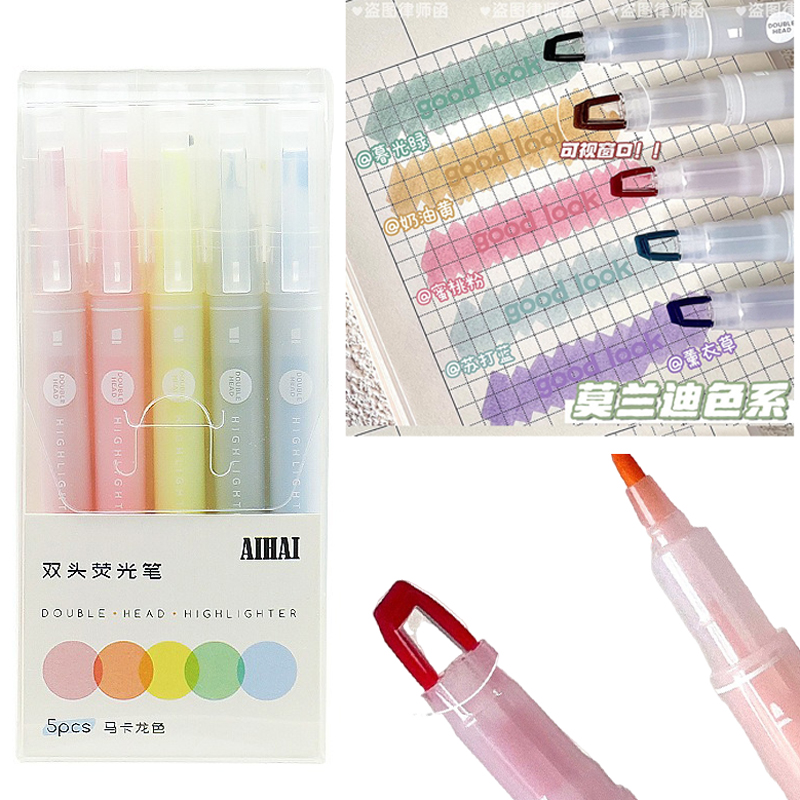 5 Renk Çift Benzersiz Pencere  - Pastel Highlighter Set Double Ended incelemesi ve fiyatı