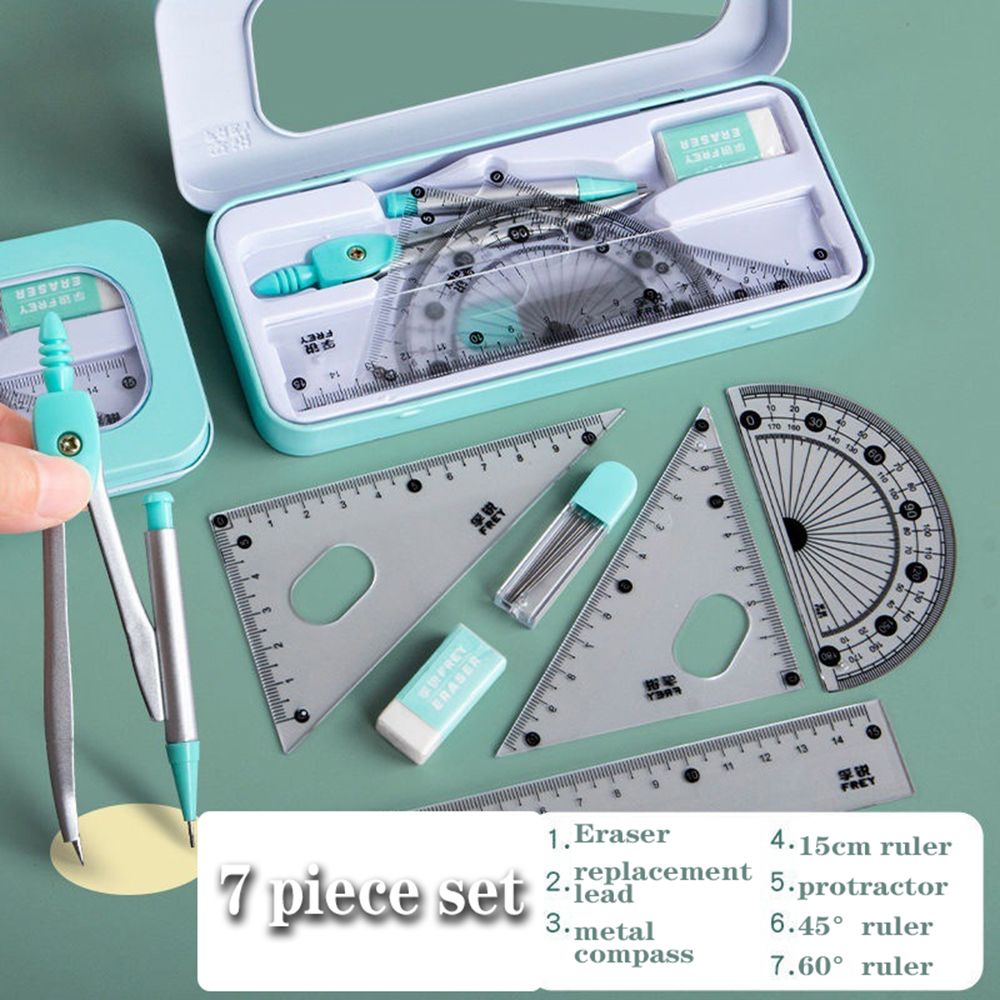 7 adet/takım cetvel pusula kal - Math Geometry Set With Compass incelemesi ve fiyatı